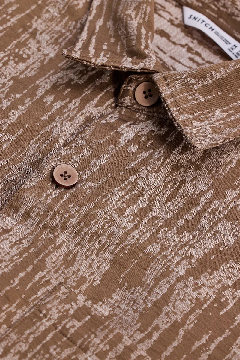 SNITCH Brown Textured Relaxed Fit Shirt