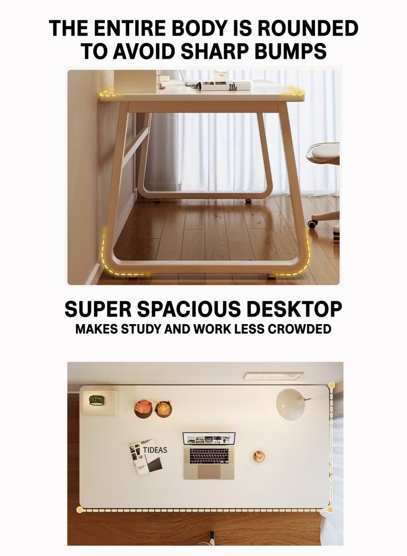 دي بلو مكتب متعدد الاستخدامات بتصميم بسيط، 120x60x72.5 سم، سطح أبيض، هيكل معدني متين، مكتب كتابة ودراسة موفر للمساحة للمنازل والمكاتب - Image 3