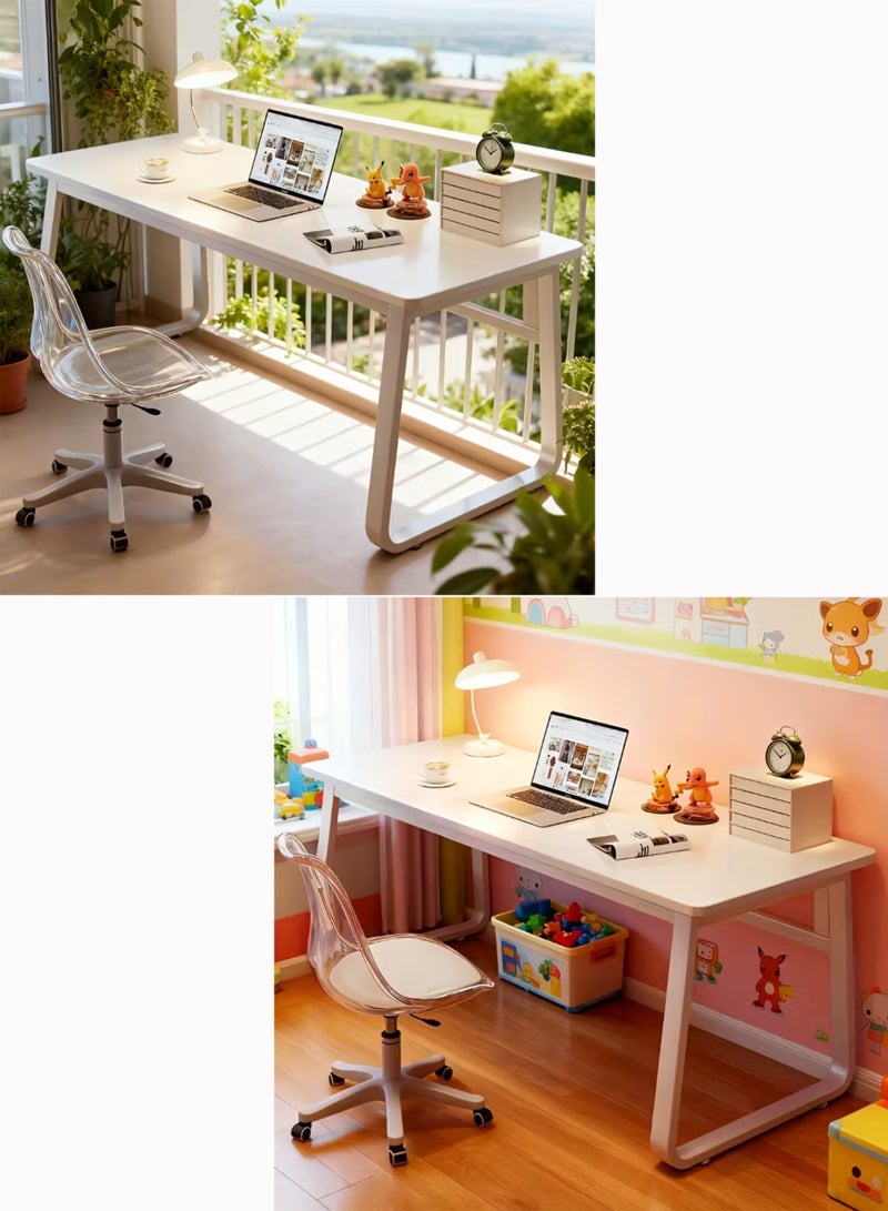 دي بلو مكتب متعدد الاستخدامات بتصميم بسيط، 120x60x72.5 سم، سطح أبيض، هيكل معدني متين، مكتب كتابة ودراسة موفر للمساحة للمنازل والمكاتب - Image 5