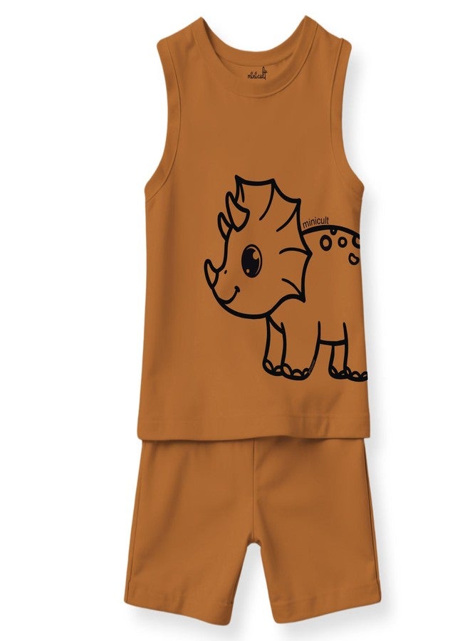 minicult Kids Matching Cotton Vest and Shorts coords with cute animal Prints(Dino Combo 2) Pack of 2(2-3 Years) - Image 5