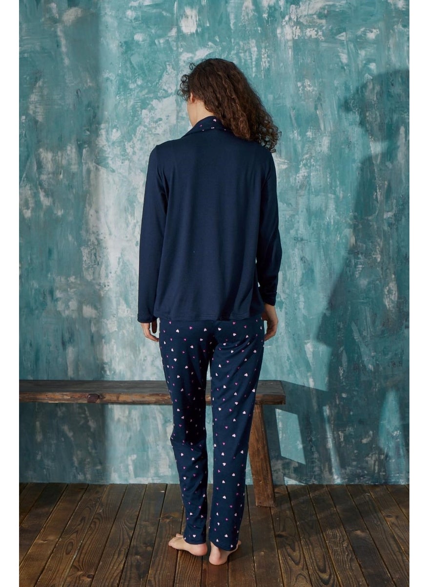 Bie's Women's Shirt Collar Front Buttoned Seasonal Long Sleeve Milan Pajama Set  - Image 2