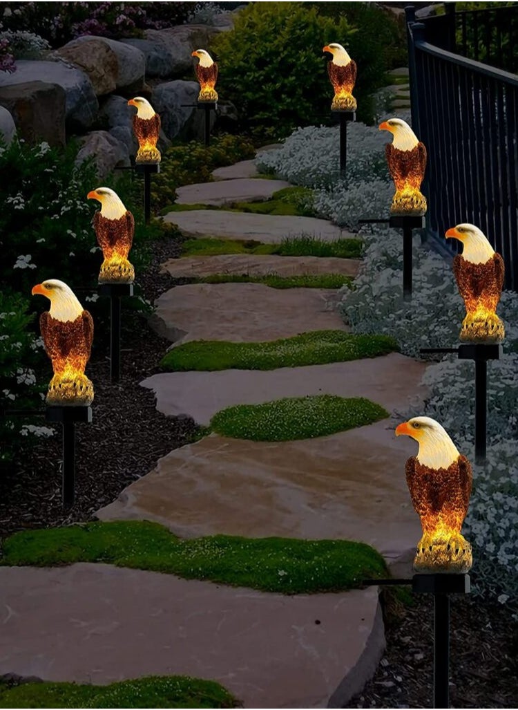 BBstore - Solar powered decorative garden eagle that lights up all night and charges automatically during the day set of 5 - Image 1