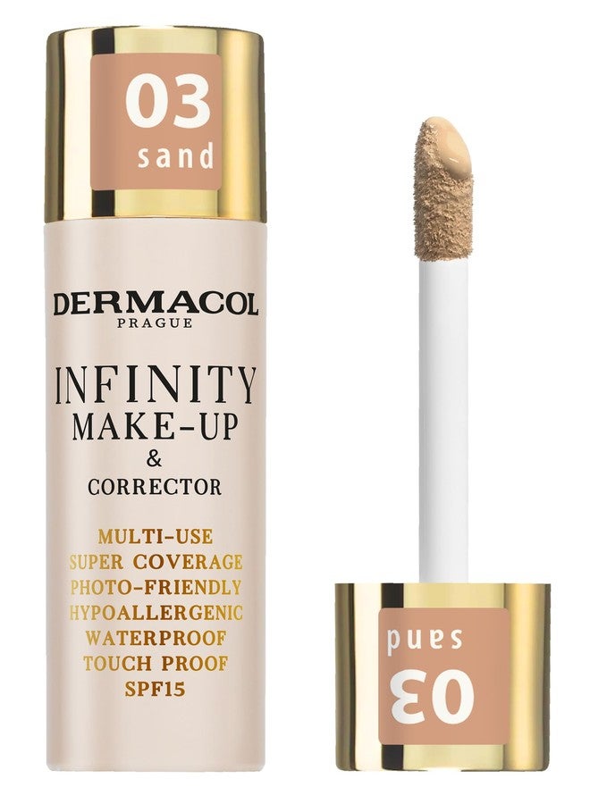 Dermacol Infinity make-up and corrector, Multi-use, Super coverage, Photo-friendly,Hypoallergenic,Waterproof, Touc proof, SPF 15, 03, Sand - Image 1