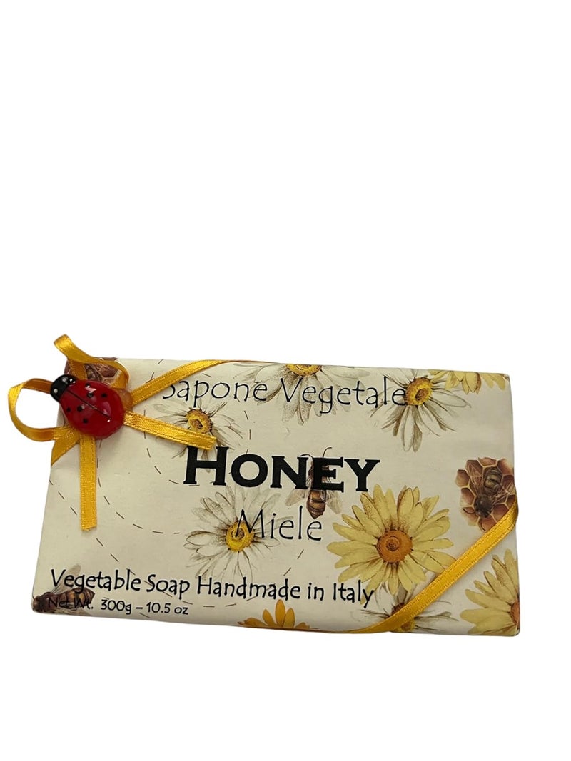 Alchimia Honey Vegetable Handmade Italian Soap Bar With Ladybug Charm Decorative Paper Wrap105 Oz
