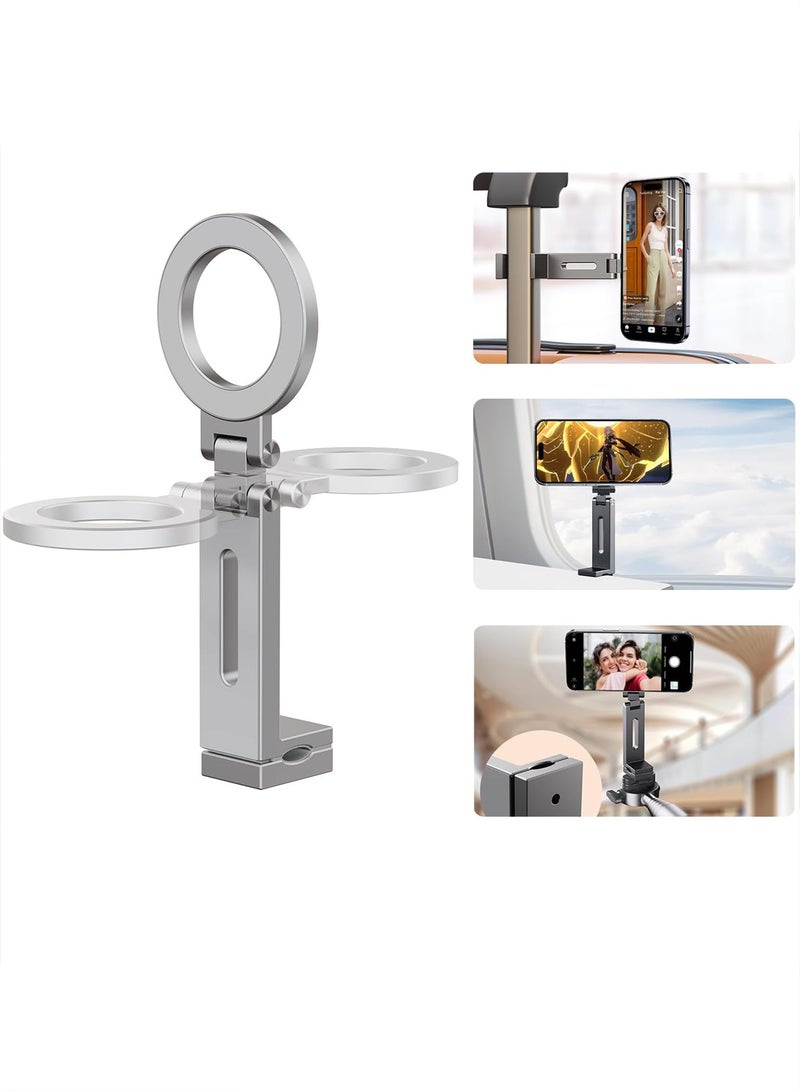 إكس ليفيل حامل هاتف مغناطيسي فائق القوة للسيارة، مصنوع من سبائك الألومنيوم خفيف الوزن، قابل للتعديل بزاوية 360 درجة، صغير الحجم وقابل للحمل، مناسب للسيارة، المكتب، السكن، المطبخ، رحلات العمل (فضي). - Image 1