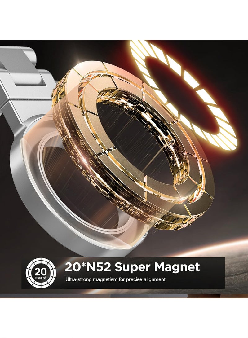 إكس ليفيل حامل هاتف مغناطيسي فائق القوة للسيارة، مصنوع من سبائك الألومنيوم خفيف الوزن، قابل للتعديل بزاوية 360 درجة، صغير الحجم وقابل للحمل، مناسب للسيارة، المكتب، السكن، المطبخ، رحلات العمل (فضي). - Image 4