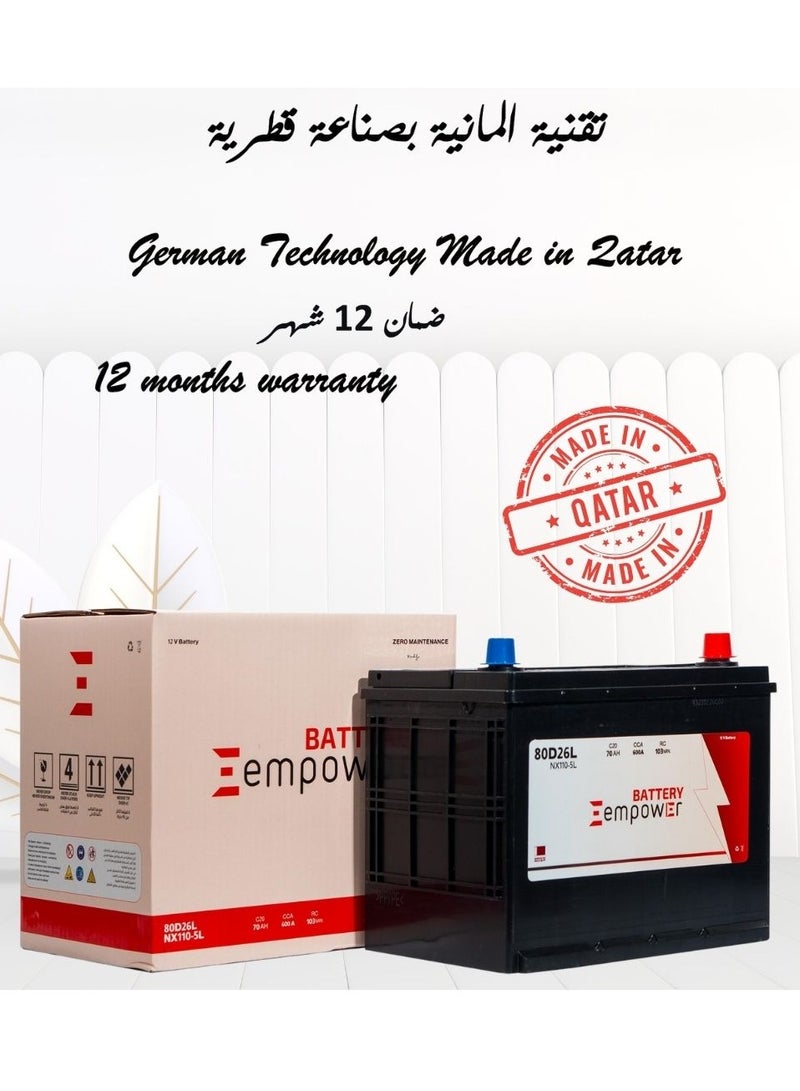 Generic 12 Months Warranty EmPower Battery 45Ah 12V 55B24LS NS60LS German Technology made in Qatar  - Image 1