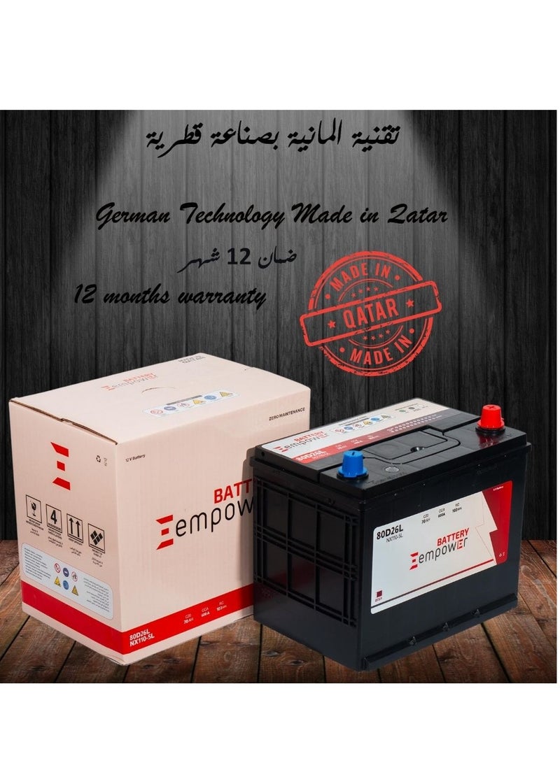 Generic 12 Months Warranty EmPower Battery 45Ah 12V 55B24LS NS60LS German Technology made in Qatar  - Image 2