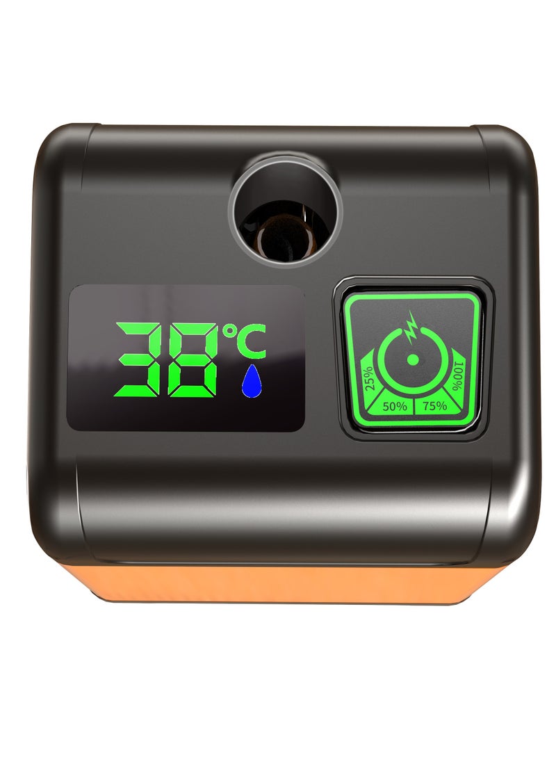 Portable Electric Shower Pump with Bidet Attachment and temperature Display / Multiple Shower Modes / Compact and Lightweight for Camping and Outdoor - Orange