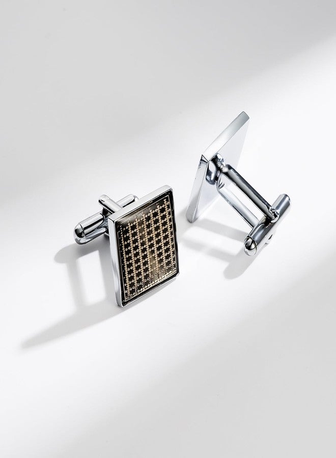 Wynameleri UJOY Fashion Cuff links Cufflinks for Men Formal Square Brown in Gift Box - Image 3