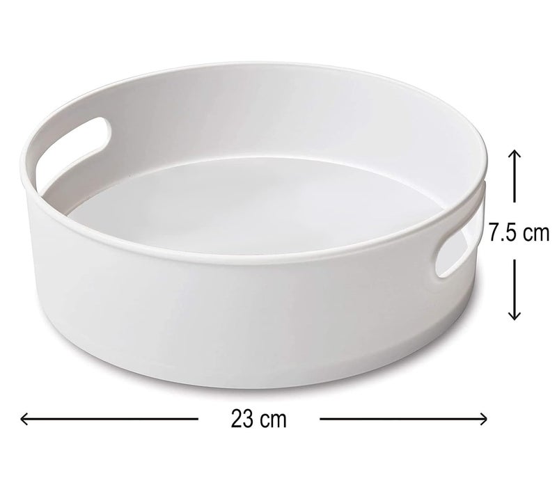 Melgoza 360 Rotating Kitchen Organizer Tray MultiFunction Revolving Spices Rack for Cabinets Cosmetics Storage Ideal for Kitchen Bathroom Organization White - Image 2