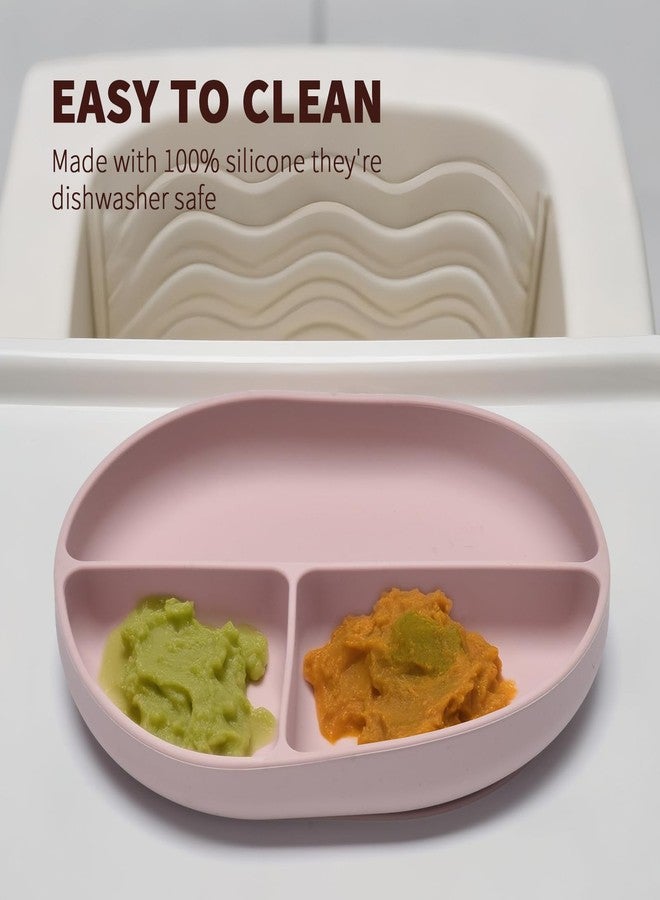 Imagination Junction Silicone Plate Set, 100% food-grade silicone material, with suction cups at the bottom, Baby Led Weaning Supplies (Grey, pink) - Image 4