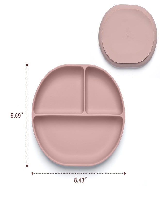 Imagination Junction Silicone Plate Set, 100% food-grade silicone material, with suction cups at the bottom, Baby Led Weaning Supplies (Grey, pink) - Image 2