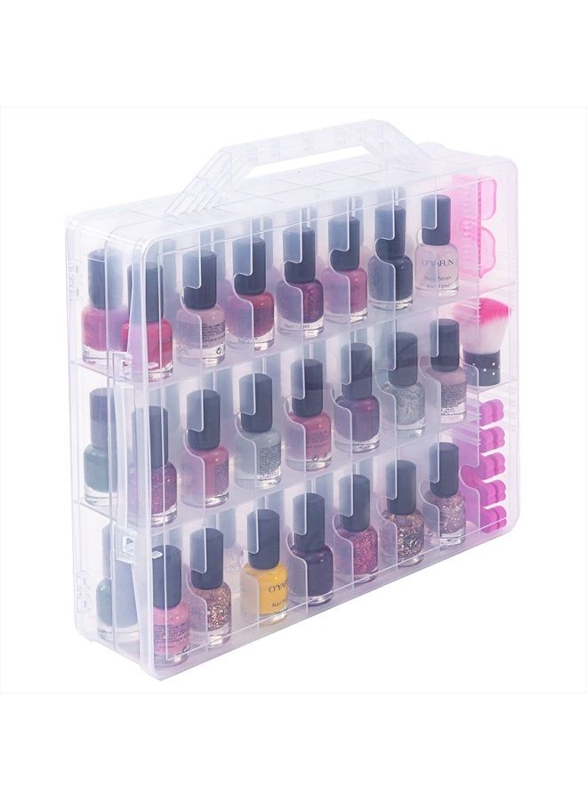 DreamGenius Nail Polish Organizer Case for 48 Bottles, Double Side Gel Nail Polish Holder with Adjustable Dividers, Portable Clear Nail Polish Storage Organizer with 2 Nail Separators - Image 1
