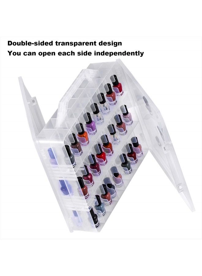 DreamGenius Nail Polish Organizer Case for 48 Bottles, Double Side Gel Nail Polish Holder with Adjustable Dividers, Portable Clear Nail Polish Storage Organizer with 2 Nail Separators - Image 2