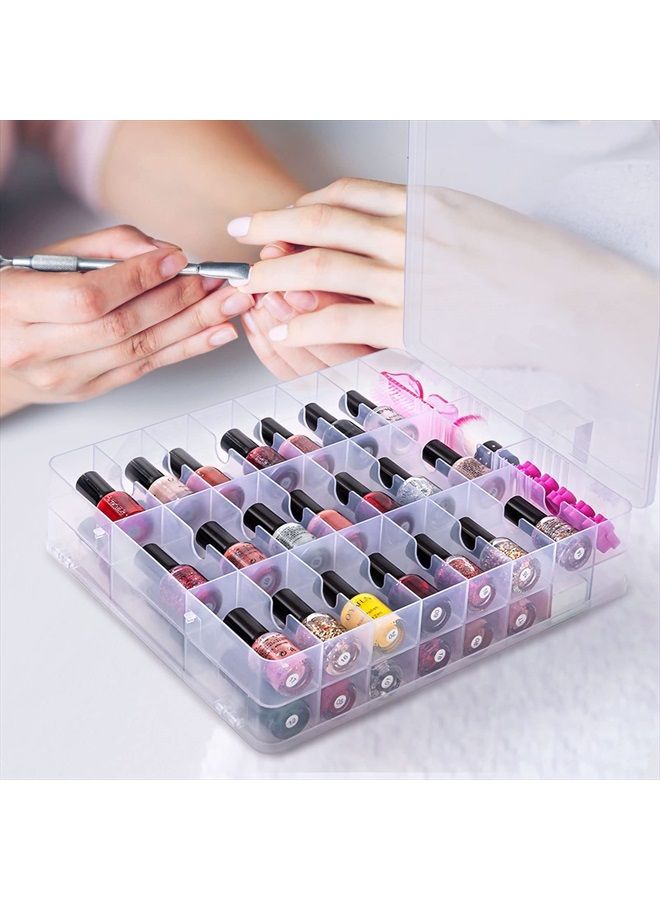 DreamGenius Nail Polish Organizer Case for 48 Bottles, Double Side Gel Nail Polish Holder with Adjustable Dividers, Portable Clear Nail Polish Storage Organizer with 2 Nail Separators - Image 4