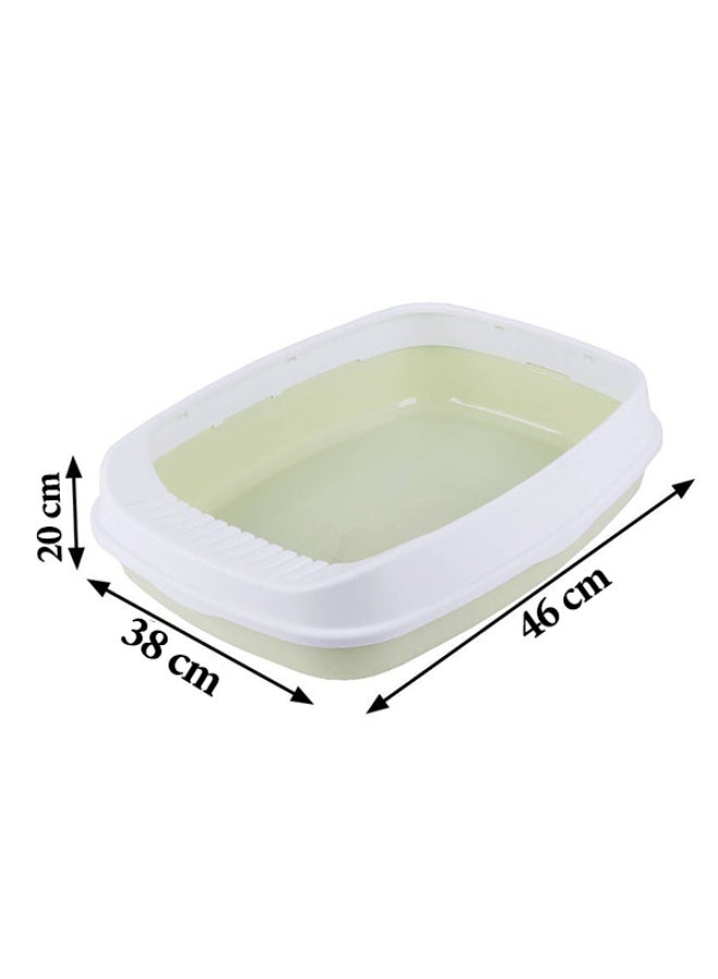 Cat Litter Tray Box Litter Box with High Side Anti-Splashing Cats Litters Pan Kitten Toilet with Litter Sifting Scoop with Scoop Kitten Detachable Rim Easy Cleaning White - Image 2