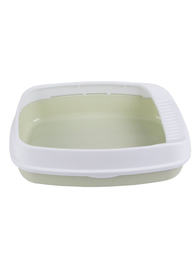 Cat Litter Tray Box Litter Box with High Side Anti-Splashing Cats Litters Pan Kitten Toilet with Litter Sifting Scoop with Scoop Kitten Detachable Rim Easy Cleaning White - Image 4