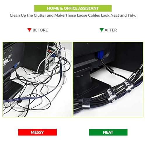 Gizga Essentials Cable Organiser, Cord Management System for PC, TV, Home Theater, Speaker & Cables, Reusable Cable Organizer for Desk, WFH Accessories, Double Sided Hook & Loop Wire Organizer, 30 - Image 5