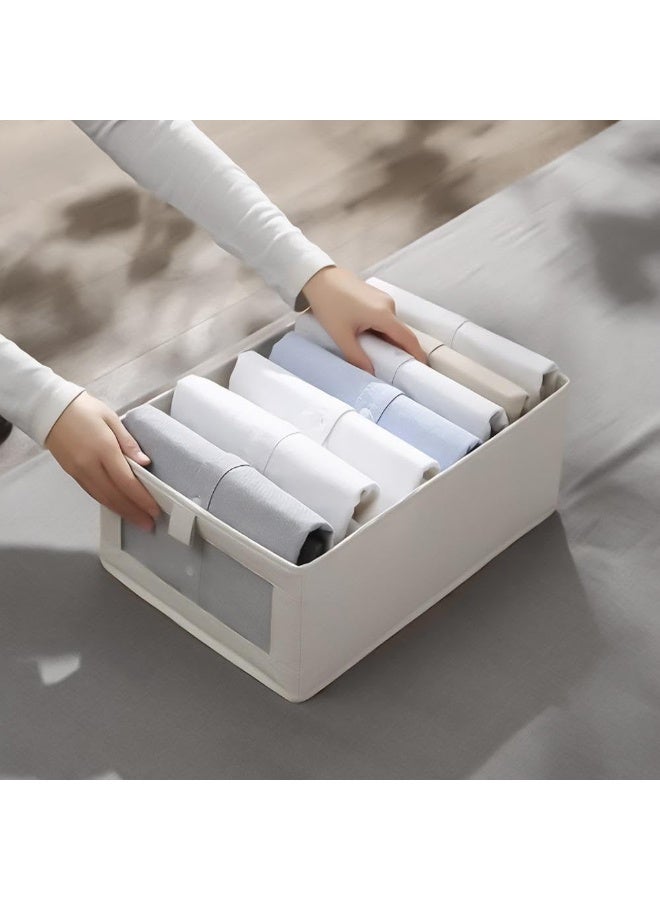 Beauenty 5PC's Clothes Storage Box – Foldable Wardrobe Organizer, Drawer Organizer, Made of Cotton. Ideal for Clothes & Books Storage Washable Closet Storage Basket for Neat and Efficient Organization. - Image 3