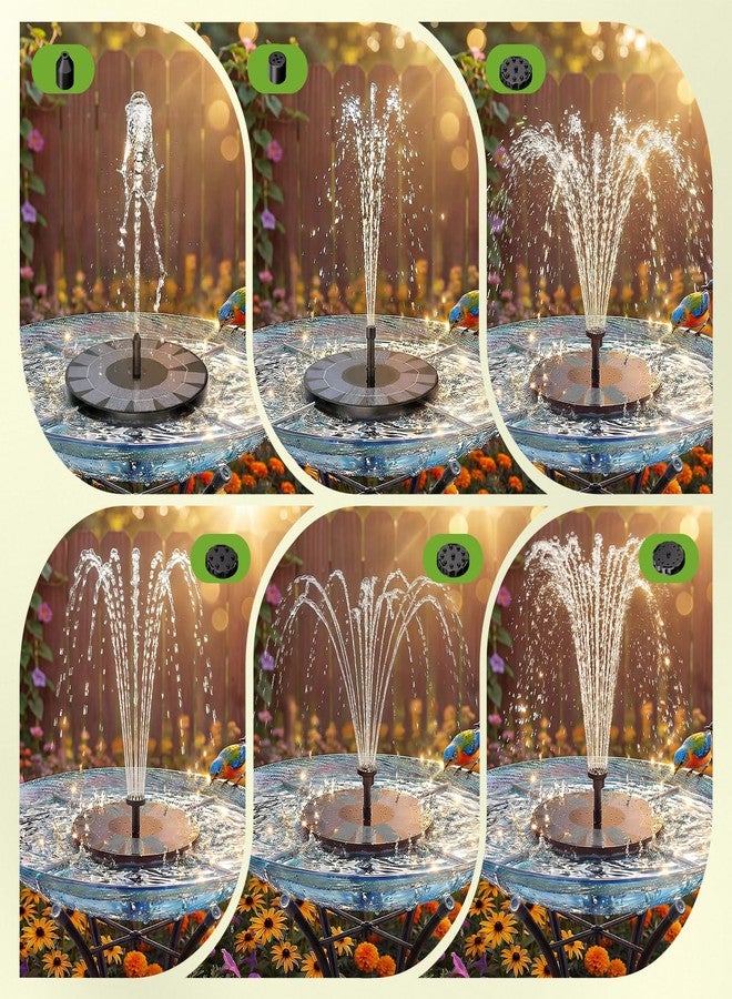 AISITIN 2.5W Solar Bird Bath Fountain Pump, Solar Fountain Pump for Bird Bath with 6 Nozzles, 6.7" Solar Powered Water Fountain Pump for Garden, Ponds, Pool, Fish Tank, Aquarium and Outdoor - Image 5