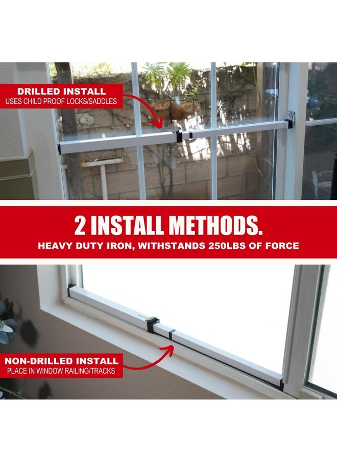 SECURITYMAN - SecurityMan Window Security Bar - Easy Install for Horizontal/Vertical Windows - Adjustable Window Lock Bar (Child Proof/Heavy Duty Iron) - Extendable (14.25" to 37") Security Bars for Windows - White - Image 1