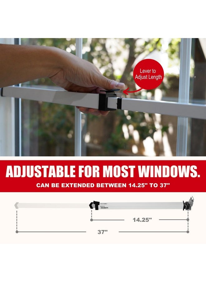 SECURITYMAN - SecurityMan Window Security Bar - Easy Install for Horizontal/Vertical Windows - Adjustable Window Lock Bar (Child Proof/Heavy Duty Iron) - Extendable (14.25" to 37") Security Bars for Windows - White - Image 1