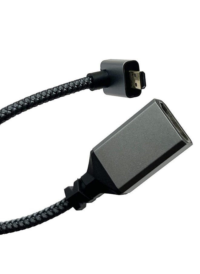Seadream - 4K Angled Micro Hdmi To Hdmi Adapter Cable 2Pack Nylon Braided 90°Degree Micro Hdmi Male To Hdmi Female Cable (Type D To Type A) 4K@60Hz Hdr 3D 18Gbps (Down Angled) - Image 1