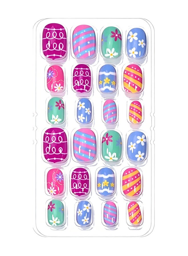 DOUBORQ Nail Stickers —False Nails Multicolour,120Pcs 5 Days Cute Design Nail Tips for Children Press On False Nails Set Manicure DIY,#5 - Image 5
