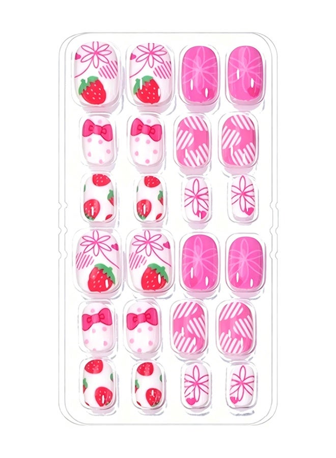 DOUBORQ Nail Stickers —False Nails Multicolour,120Pcs 5 Days Cute Design Nail Tips for Children Press On False Nails Set Manicure DIY,#5 - Image 4