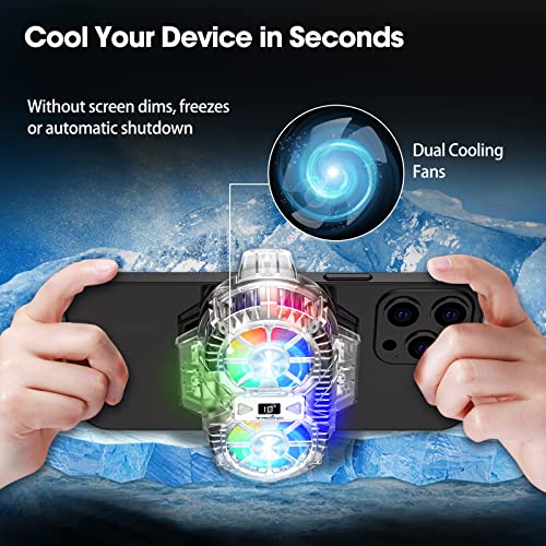 TRILINK Phone Cooler for Gaming with Dual Cooling Fans - Advanced Phone Cooling Technology - RGB LEDs - Ultra-Quiet - Output Function - LED Temperature Display for Android iPhone iOS Game Radiator - Image 3