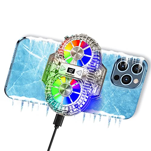 TRILINK Phone Cooler for Gaming with Dual Cooling Fans - Advanced Phone Cooling Technology - RGB LEDs - Ultra-Quiet - Output Function - LED Temperature Display for Android iPhone iOS Game Radiator - Image 1
