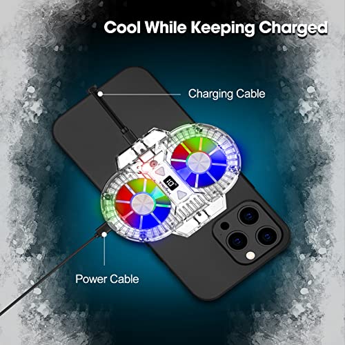 TRILINK Phone Cooler for Gaming with Dual Cooling Fans - Advanced Phone Cooling Technology - RGB LEDs - Ultra-Quiet - Output Function - LED Temperature Display for Android iPhone iOS Game Radiator - Image 4