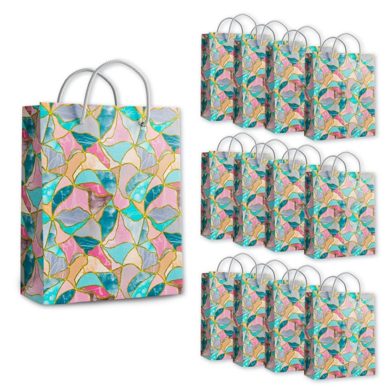 Untumble Paper Gift Bags 12 Pcs 85x7x35 Inch Crystal Charm Printed Medium Size Return Gifts Paper Bag for Birthday Baby shower House Warming Wedding Gifts Goodie Bags Favour Bag