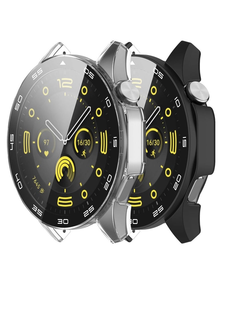SYOSI 2 Pack Case Compatible with Huawei Watch GT4 46mm, Hard PC Bumper with HD Clear Tempered Glass Screen Protector, Shell with Scale, Full Protection Slim Cover for Huawei Watch GT4 - Image 1