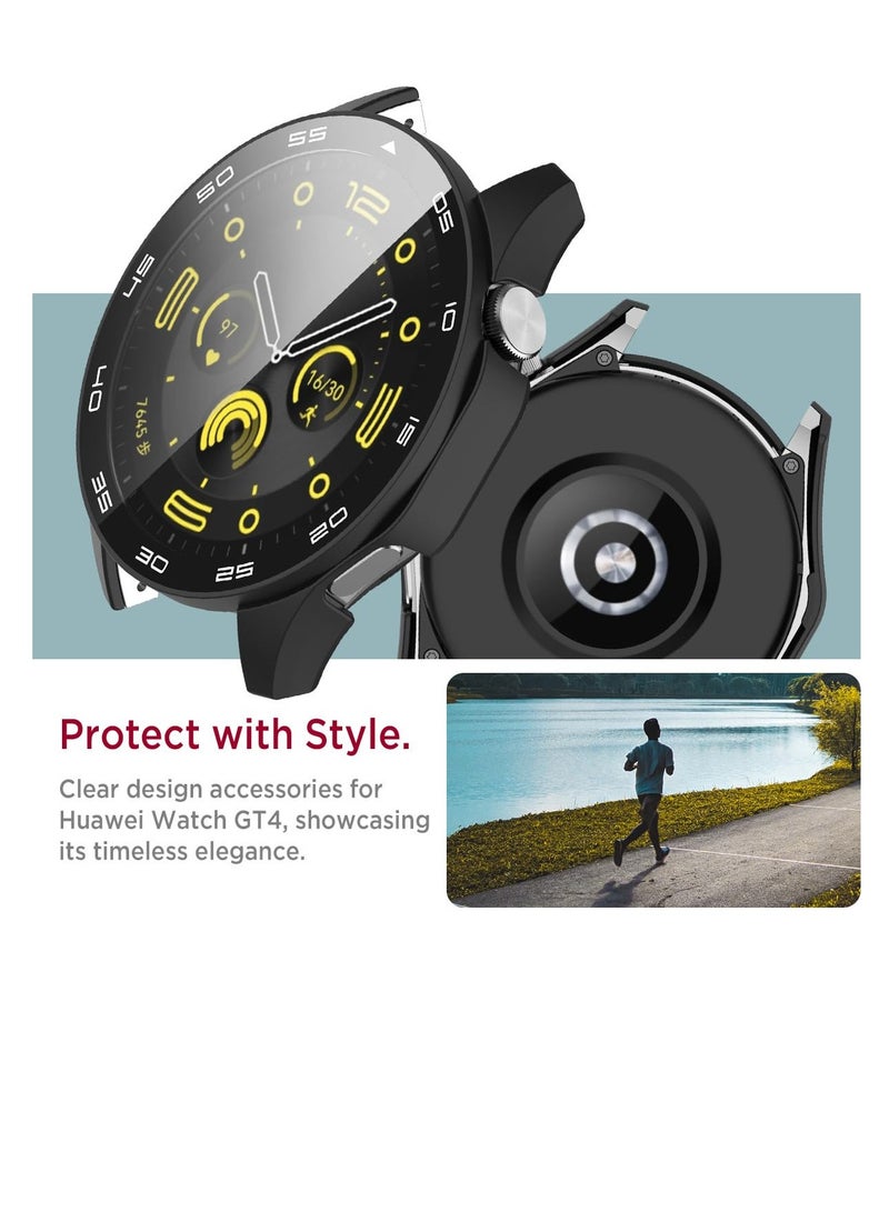 SYOSI 2 Pack Case Compatible with Huawei Watch GT4 46mm, Hard PC Bumper with HD Clear Tempered Glass Screen Protector, Shell with Scale, Full Protection Slim Cover for Huawei Watch GT4 - Image 3