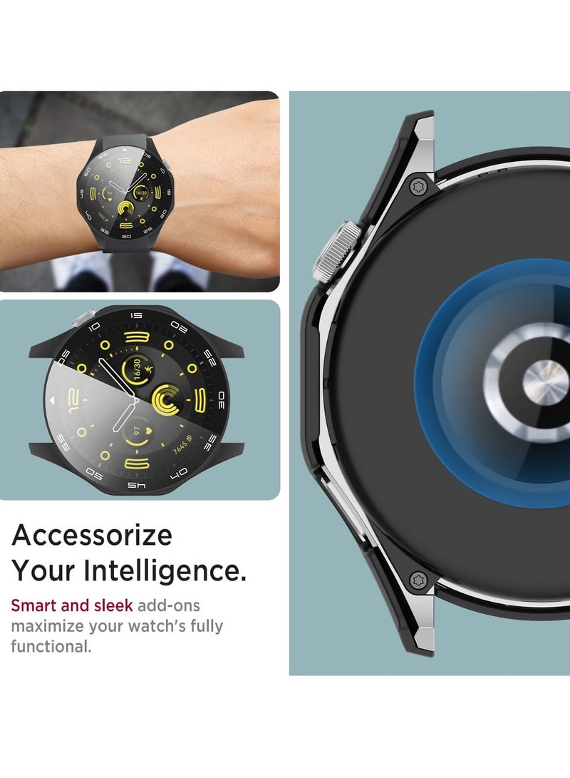 SYOSI 2 Pack Case Compatible with Huawei Watch GT4 46mm, Hard PC Bumper with HD Clear Tempered Glass Screen Protector, Shell with Scale, Full Protection Slim Cover for Huawei Watch GT4 - Image 5