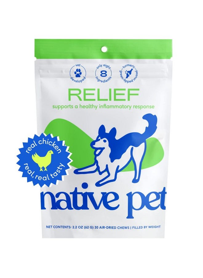 native pet - Native Pet Relief Chews - Anti Inflammatory for Dogs - Turmeric + Polyphenols + Green Lipped Mussels for Dogs - Natural Relief for Dogs - Dog Arthritis Supplement & Dog Joint Pain Relief - 30 Chews - Image 1