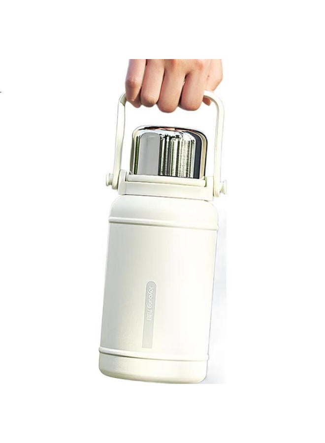 Joyoung Insulated Mug, 316L Stainless Steel, Large Capacity, For Men And Women, Outdoor Sports, Portable, Tea Cup, Wide-Body Cup, 1.3L, White - Image 3