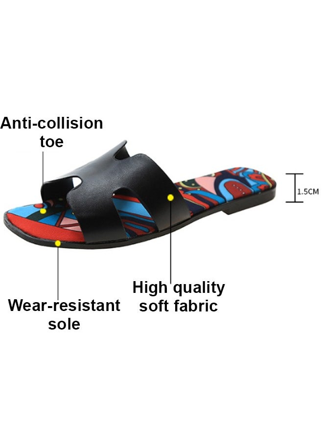 ZCM-HAPPY Ladies Fashion Summer Slippers Outdoor and Indoor Flat Beach Sandals  - Image 2