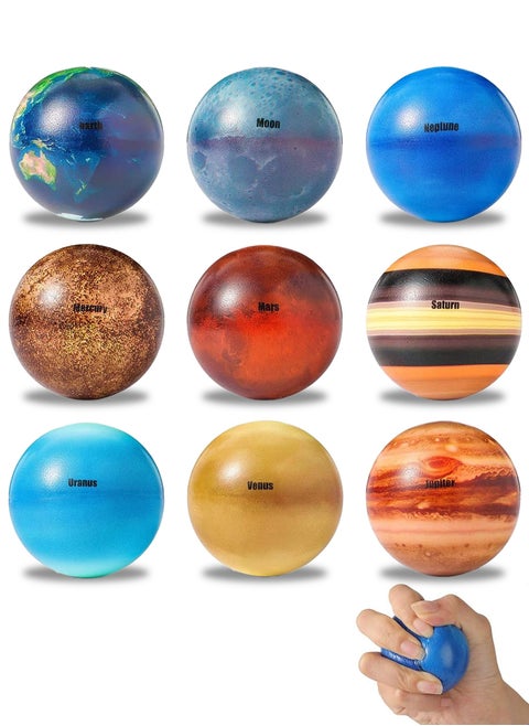 9 Pieces Planetary Stress Ball Toy, Space Educational Toys,Stress Relief Balls, High Anxiety Reliever Squeeze Toy, Relieve Your Anxiety in Life and Work