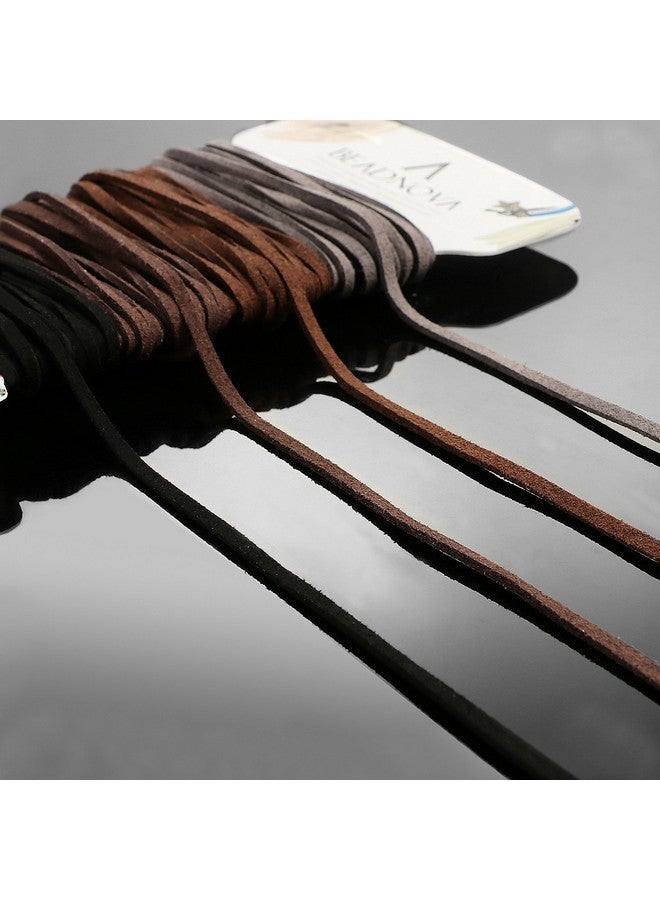 BEADNOVA Leather Cord For Jewelry Making Leather String Suede Cord Leather Strips For Crafts Faux Lace Thread For Bracelets (4 Colors 3.3 Yard 3Mm) - Image 3