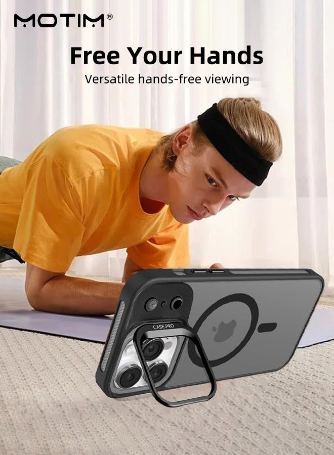 موتيم لحافظة iPhone 17 Pro Max مع حامل، غطاء للتحكم في الكاميرا متوافق مع MagSafe، حافظة هاتف مغناطيسية بحماية من السقوط بمستوى عسكري لـ iPhone 17 Pro Max، غطاء خلفي مقاوم للخدش - Image 3