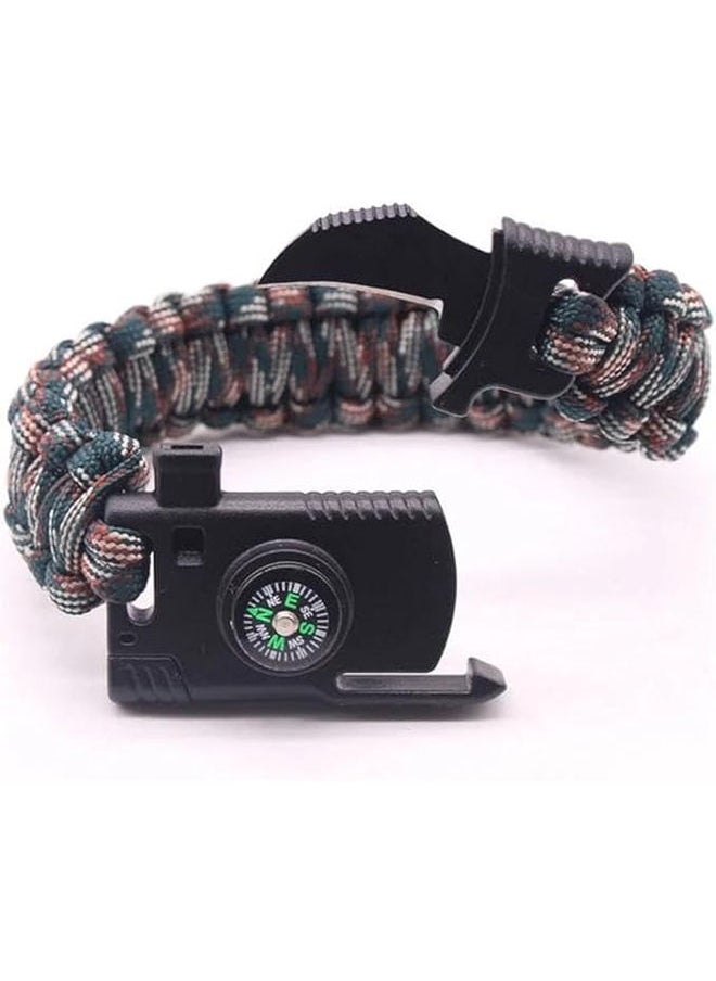 Generic - 5 In 1 Multipurpose Professional Survival Bracelet Compass Flint Whistle with Fire Stone, Loud Whistle - Image 1