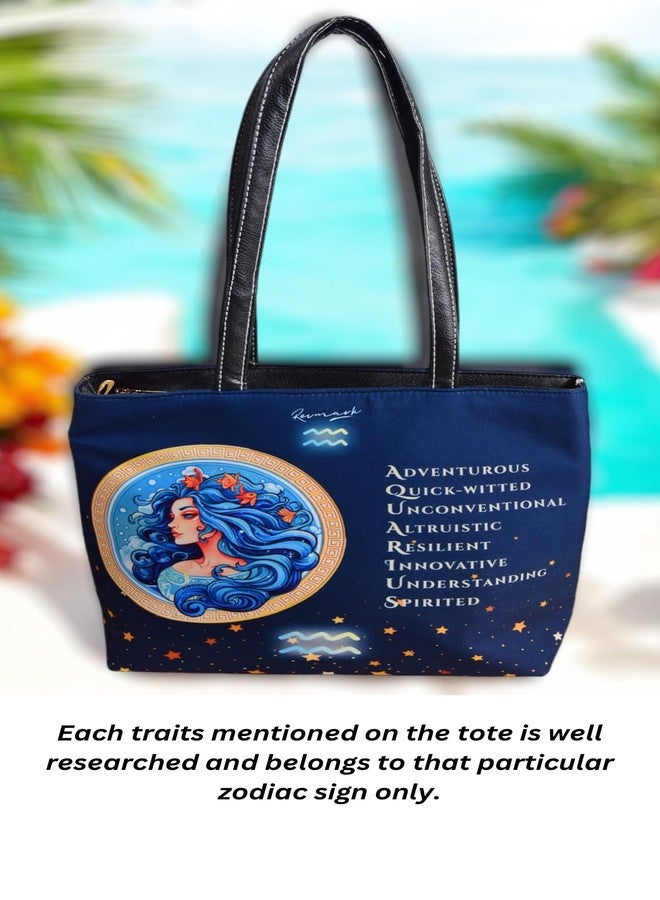 Revmark Zodiac Signature Totes- Aquarius Edition | Two Compartments, Digital Print | Spacious | PU Leather | Pack of 1 - Image 3