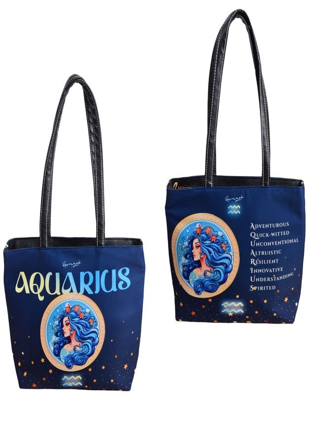 Revmark Zodiac Signature Totes- Aquarius Edition | Two Compartments, Digital Print | Spacious | PU Leather | Pack of 1 - Image 1
