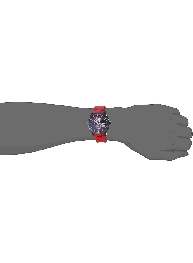 Quantum Quantum Men's Quartz Movement Watch, Multi Function Display and Silicone Strap - ADG991.668, Red