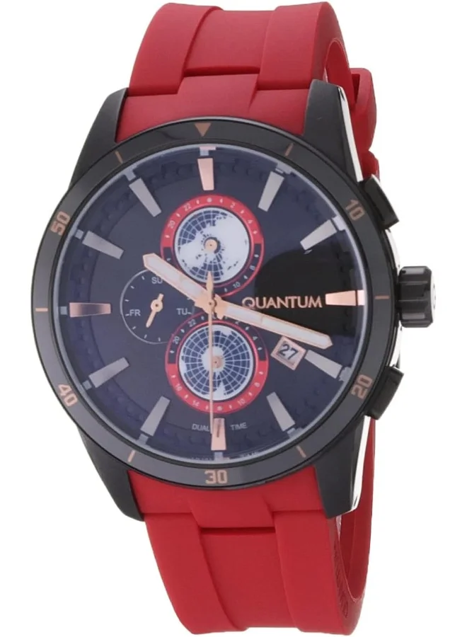 Quantum Quantum Men's Quartz Movement Watch, Multi Function Display and Silicone Strap - ADG991.668, Red