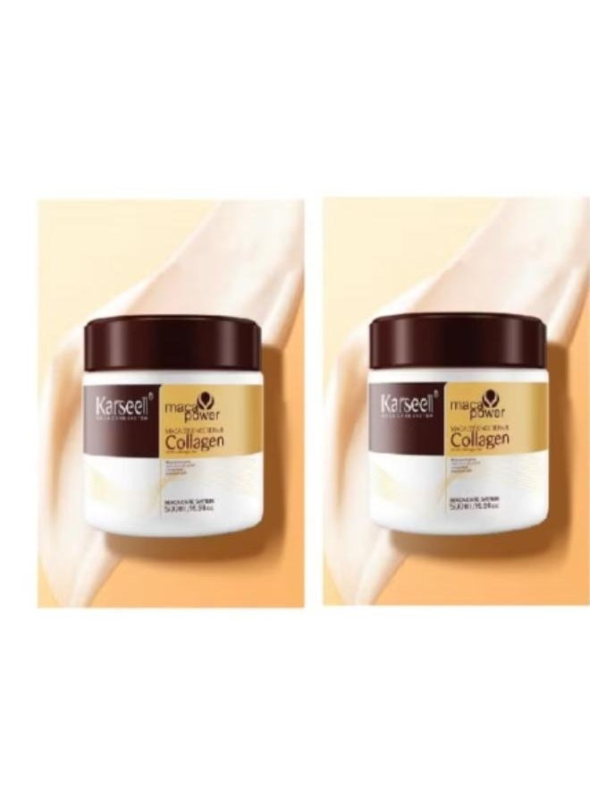 Karseell Carsil 2-Piece Collagen Maca Moisturizing Hair Treatment Mask with Argan Oil and Coconut Oil for Dry and Damaged Hair for All Hair Types, 16.9 oz., 500 ml  - Image 1