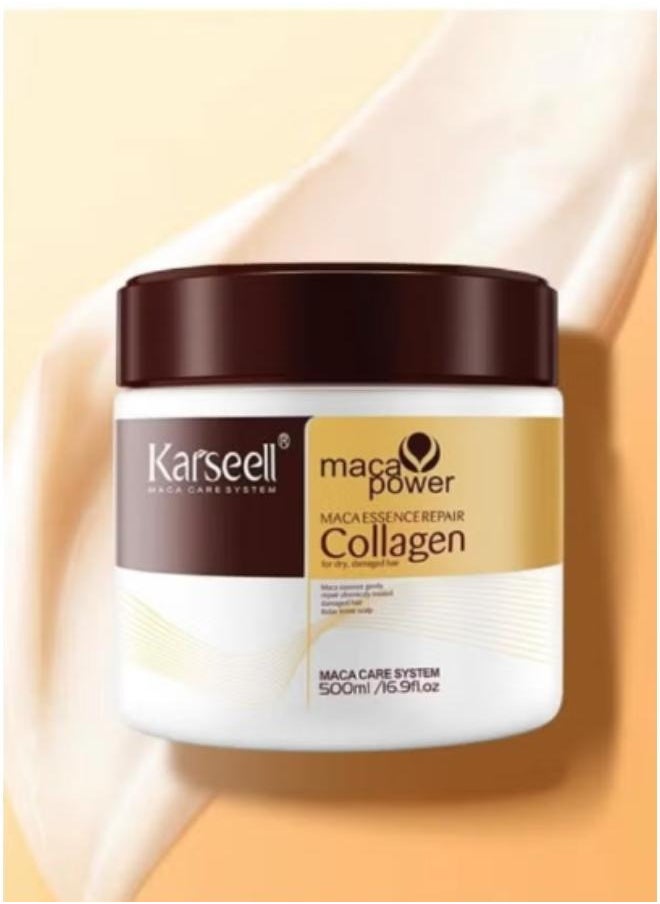 Karseell Carsil 2-Piece Collagen Maca Moisturizing Hair Treatment Mask with Argan Oil and Coconut Oil for Dry and Damaged Hair for All Hair Types, 16.9 oz., 500 ml  - Image 2
